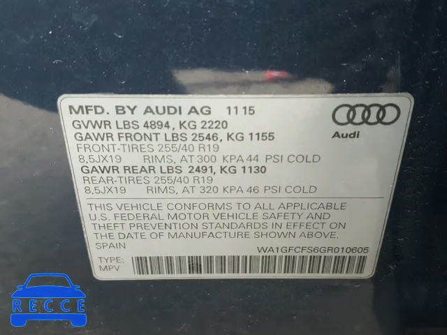 2016 AUDI Q3 PRESTIG WA1GFCFS6GR010605 image 9