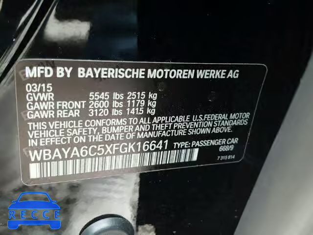 2015 BMW 740 I WBAYA6C5XFGK16641 зображення 9