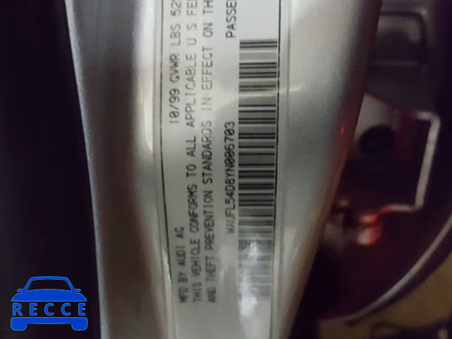 2000 AUDI A8 QUATTRO WAUFL54D8YN006703 image 9