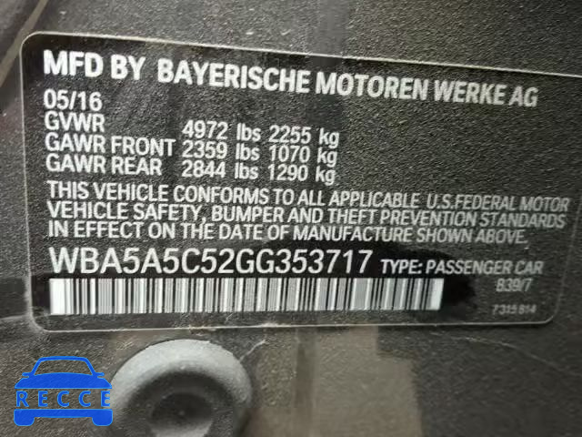 2016 BMW 528 I WBA5A5C52GG353717 image 9