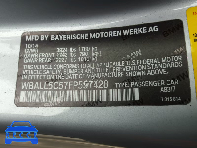 2015 BMW Z4 SDRIVE2 WBALL5C57FP557428 зображення 9
