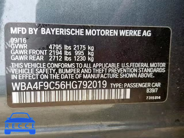 2017 BMW 430XI GRAN WBA4F9C56HG792019 image 9