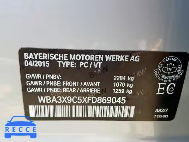 2015 BMW 335 XIGT WBA3X9C5XFD869045 image 9
