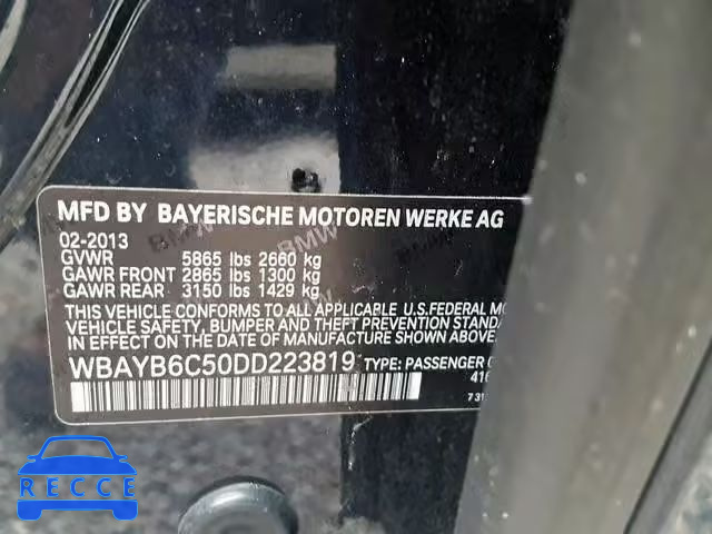 2013 BMW 750I XDRIV WBAYB6C50DD223819 зображення 9