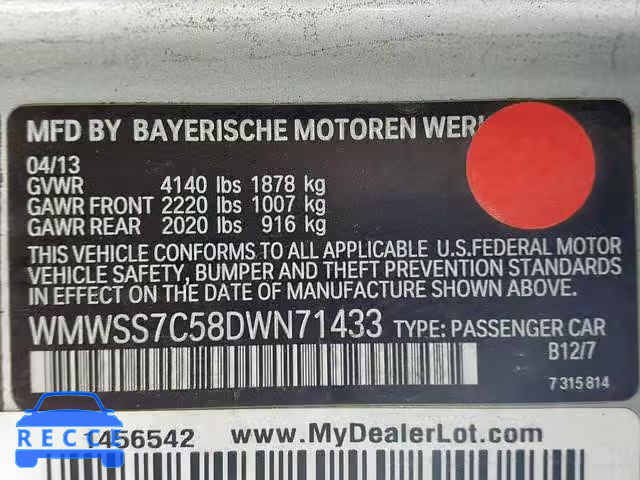 2013 MINI COOPER S P WMWSS7C58DWN71433 image 9