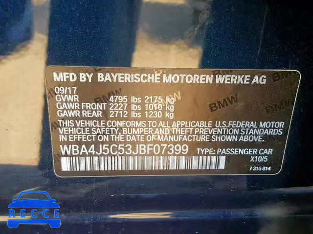 2018 BMW 440I GRAN WBA4J5C53JBF07399 image 9