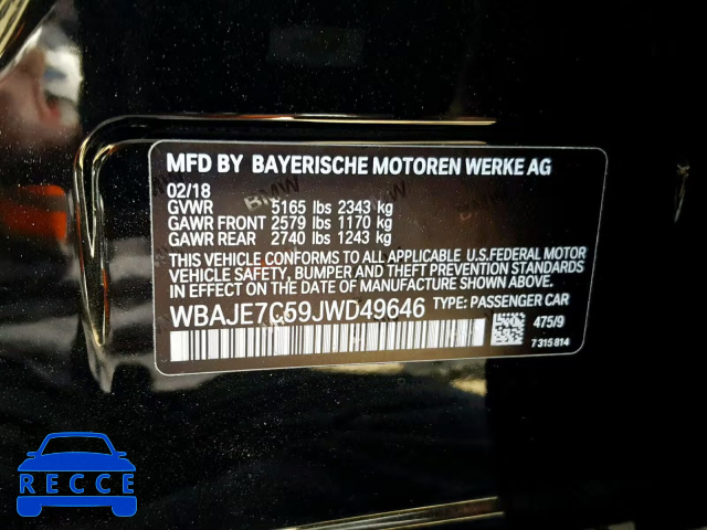 2018 BMW 540 XI WBAJE7C59JWD49646 image 9