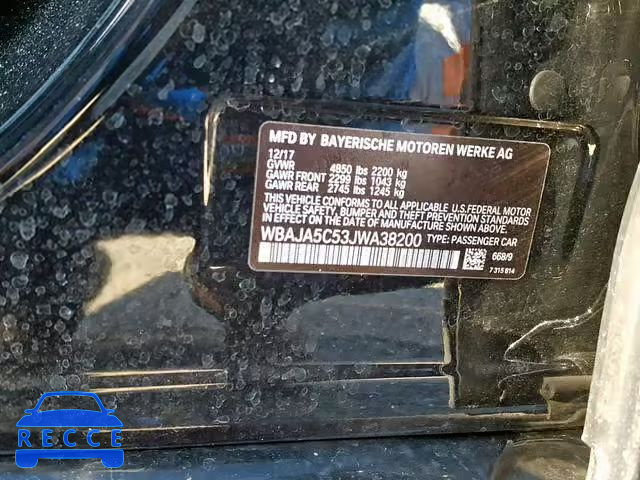 2018 BMW 530 I WBAJA5C53JWA38200 image 9