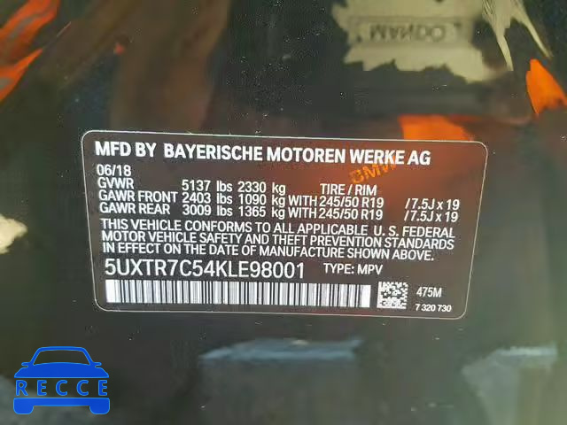 2019 BMW X3 SDRIVE3 5UXTR7C54KLE98001 image 9
