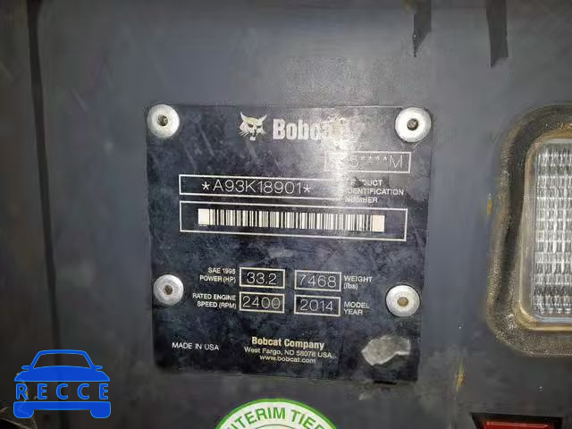 2014 BOBCAT EXCAVATOR A93K18901 image 9