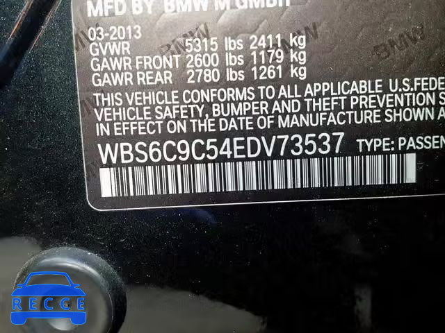 2014 BMW M6 GRAN CO WBS6C9C54EDV73537 зображення 9