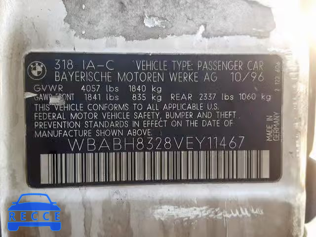 1997 BMW 318 IC AUT WBABH8328VEY11467 зображення 9