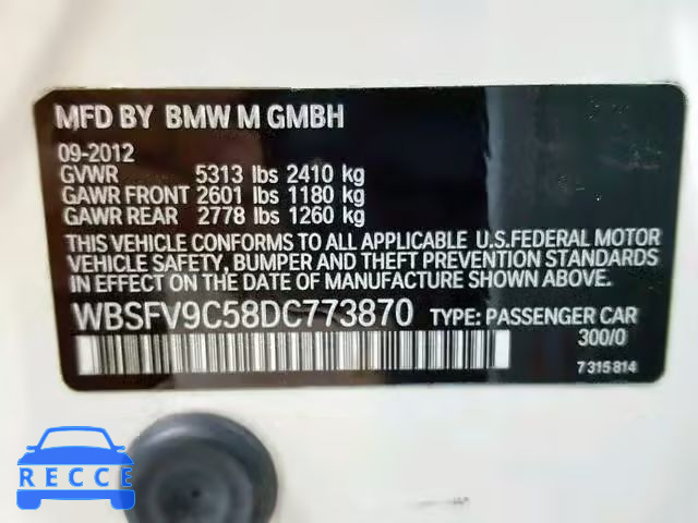 2013 BMW M5 WBSFV9C58DC773870 зображення 9