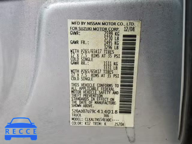 2009 SUZUKI EQUATOR BA 5Z6AD07U79C414018 Bild 9