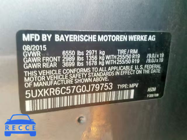 2016 BMW X5 XDRIVE5 5UXKR6C57G0J79753 image 9