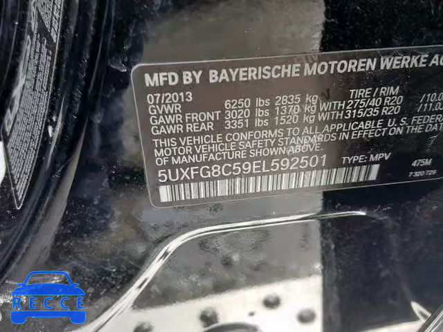 2014 BMW X6 XDRIVE5 5UXFG8C59EL592501 зображення 9