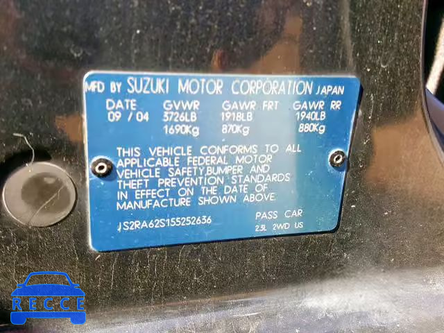 2005 SUZUKI AERIO S JS2RA62S155252636 image 9
