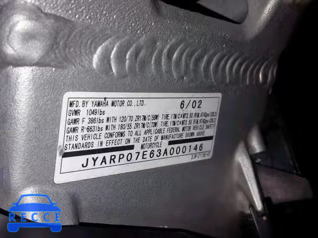 2003 YAMAHA FJR1300 JYARP07E63A000146 зображення 9