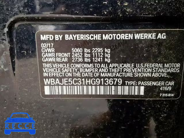 2017 BMW 540 I WBAJE5C31HG913679 image 9