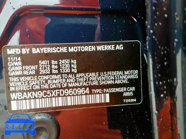 2015 BMW 550 I WBAKN9C5XFD960964 Bild 9