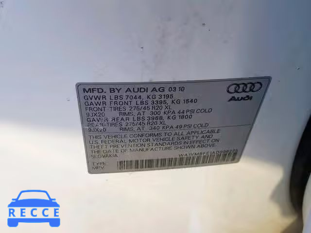 2010 AUDI Q7 PRESTIG WA1VMBFE1AD006225 image 9