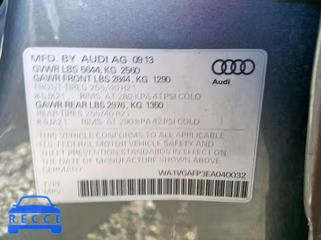 2014 AUDI SQ5 PRESTI WA1VGAFP3EA040032 Bild 9