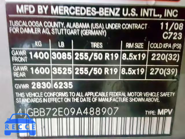 2009 MERCEDES-BENZ ML 550 4JGBB72E09A488907 image 9