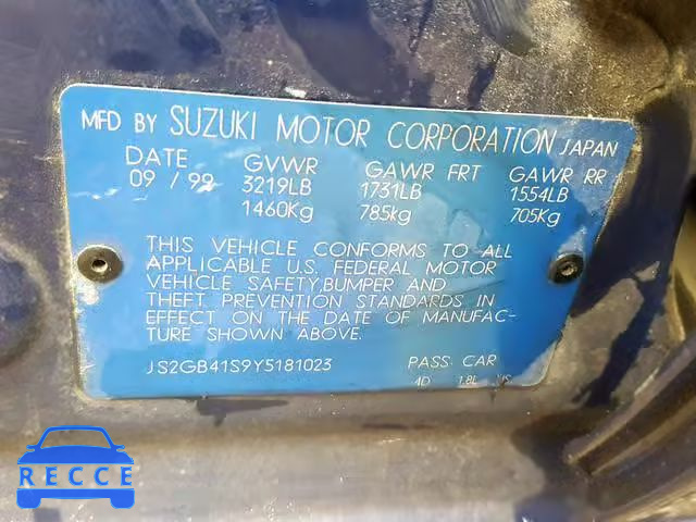 2000 SUZUKI ESTEEM GL JS2GB41S9Y5181023 image 9