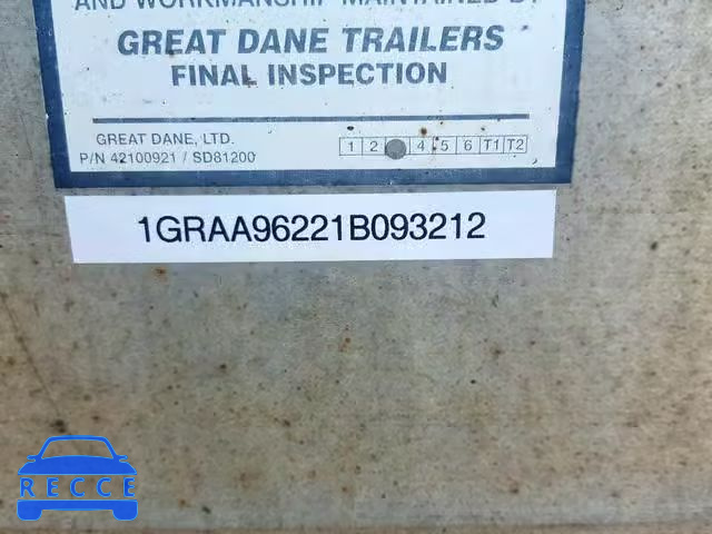 2001 GREAT DANE TRAILER TRAILER 1GRAA96221B093212 зображення 9