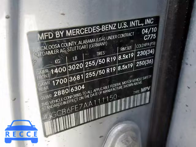 2010 MERCEDES-BENZ R 350 4MAT 4JGCB6FE7AA111150 image 9