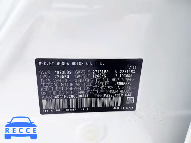 2016 ACURA RLX TECH JH4KC1F52GC000341 image 9