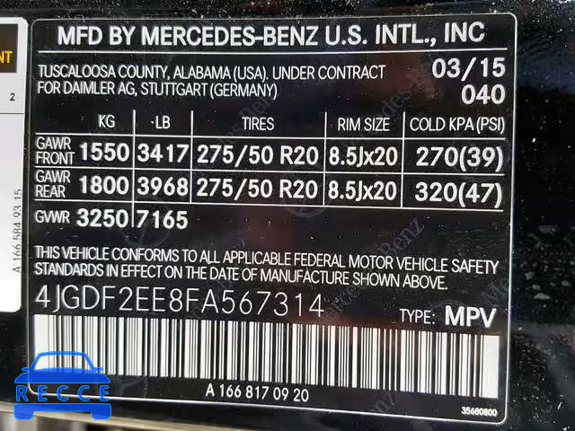 2015 MERCEDES-BENZ GL 350 BLU 4JGDF2EE8FA567314 image 9