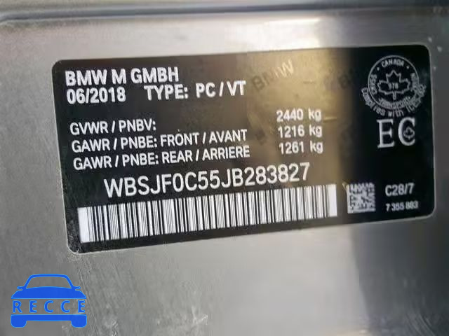 2018 BMW M5 WBSJF0C55JB283827 зображення 9