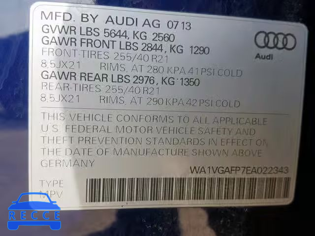 2014 AUDI SQ5 PRESTI WA1VGAFP7EA022343 зображення 9