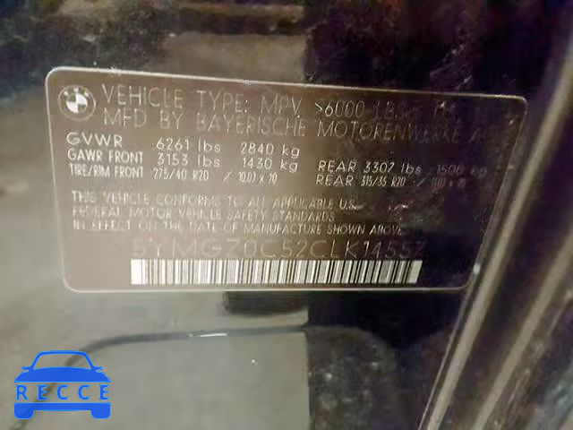 2012 BMW X6 M 5YMGZ0C52CLK14557 зображення 9