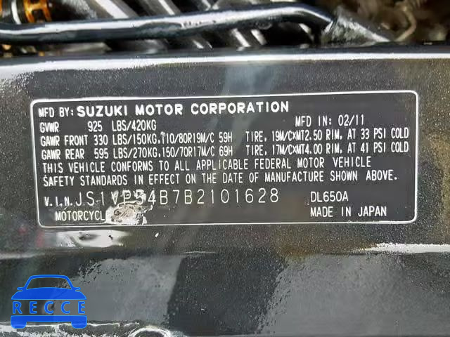 2011 SUZUKI DL650 A JS1VP54B7B2101628 Bild 9