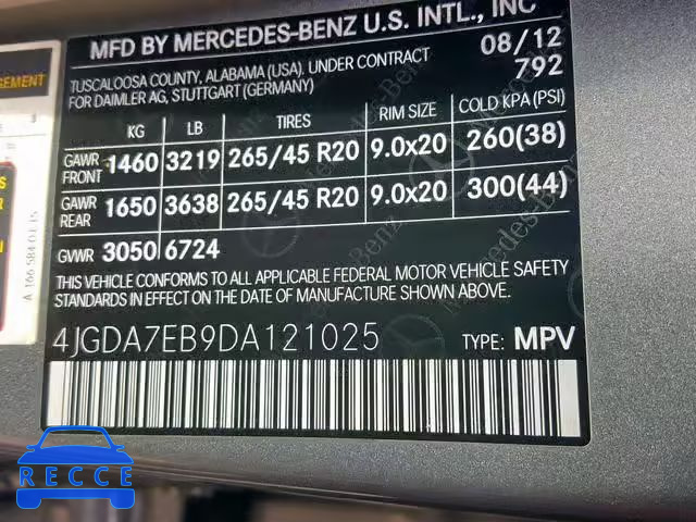 2013 MERCEDES-BENZ ML 63 AMG 4JGDA7EB9DA121025 image 9