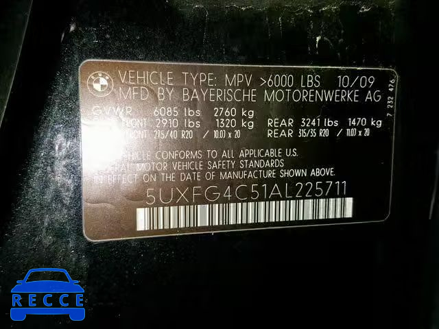 2010 BMW X6 XDRIVE3 5UXFG4C51AL225711 image 9