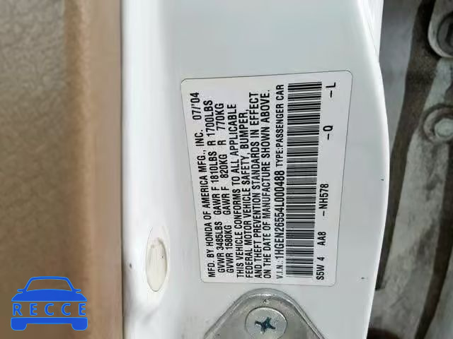 2004 HONDA CIVIC GX 1HGEN26554L000488 image 9