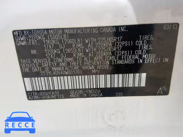 2013 TOYOTA RAV4 EV 2T3YL4DV4DW001760 image 9