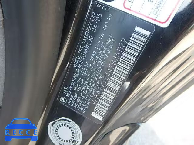 2005 BMW 645CI WBAEK73445B261129 зображення 9