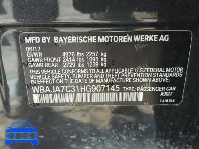 2017 BMW 530 XI WBAJA7C31HG907145 image 9