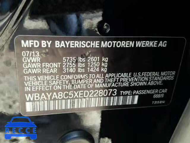 2014 BMW 750 I WBAYA8C5XED228073 зображення 9