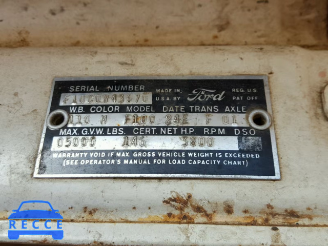 1960 FORD F100 F10C0R43670 Bild 9