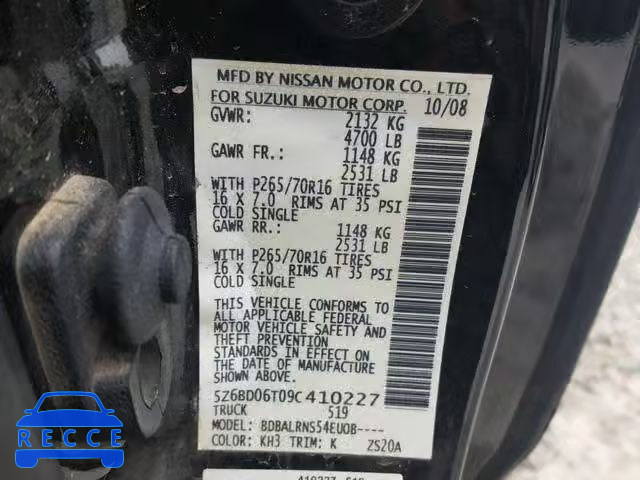 2009 SUZUKI EQUATOR BA 5Z6BD06T09C410227 Bild 9