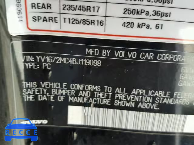 2011 VOLVO C70 T5 YV1672MC4BJ119098 image 9