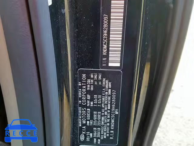 2017 KIA SEDONA EX KNDMC5C19H6280097 зображення 9