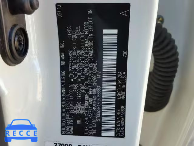 2013 TOYOTA SEQUOIA PL 5TDDW5G17DS088883 image 9