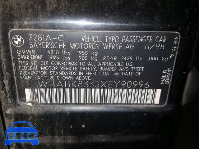 1999 BMW 328 IC AUT WBABK8335XEY90996 image 9