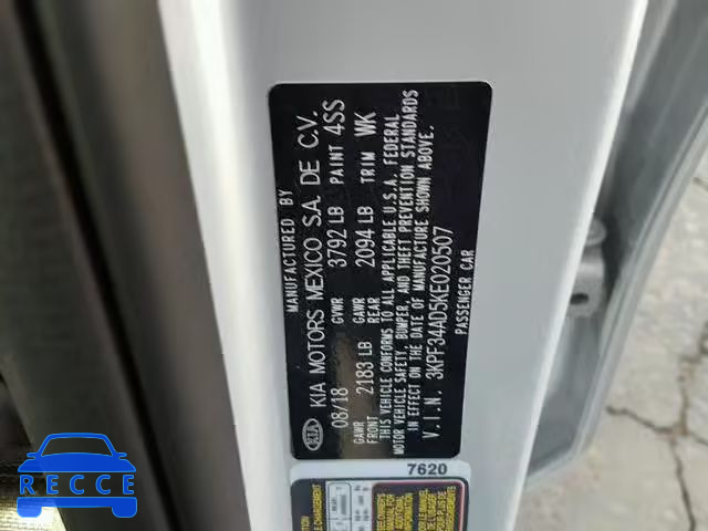 2019 KIA FORTE GT L 3KPF34AD5KE020507 image 9